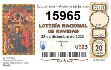 Comprar número 15965 para Lotería de Navidad 2024