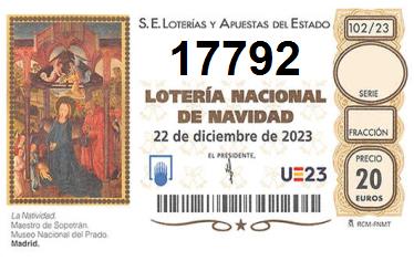 Comprar número 17792 para Lotería de Navidad 2024