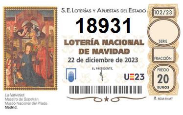 Comprar número 18931 para Lotería de Navidad 2024
