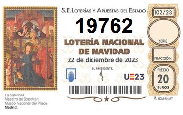 Comprar número 19762 para Lotería de Navidad 2024