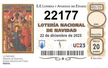 Comprar número 22177 para Lotería de Navidad 2024