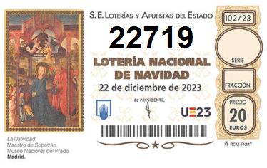 Comprar número 22719 para Lotería de Navidad 2024