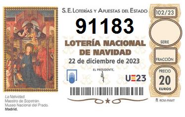 Comprar número 91183 para Lotería de Navidad 2024