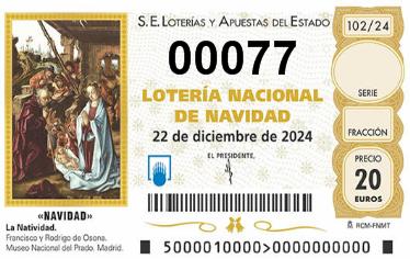 Comprar número 00077 para Lotería de Navidad 2024