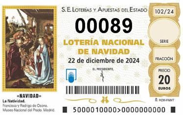 Comprar número 00089 para Lotería de Navidad 2024