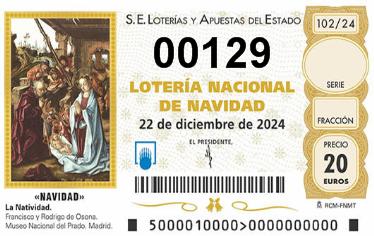 Comprar número 00129 para Lotería de Navidad 2024