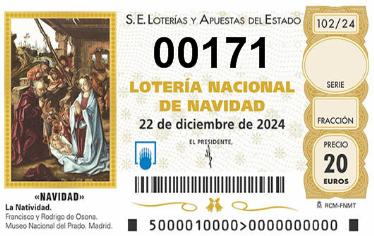 Comprar número 00171 para Lotería de Navidad 2024