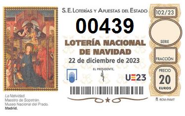 Comprar número 00439 para Lotería de Navidad 2022