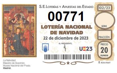 Comprar número 00771 para Lotería de Navidad 2024