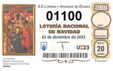 Comprar número 01100 para Lotería de Navidad 2024