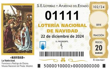 Comprar número 01111 para Lotería de Navidad 2024