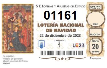 Comprar número 01161 para Lotería de Navidad 2022