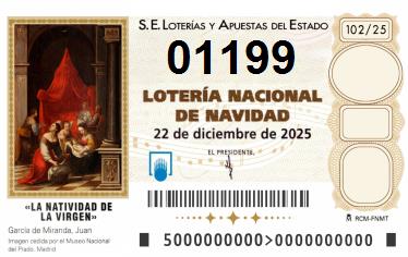 Comprar número 01199 para Lotería de Navidad 2025