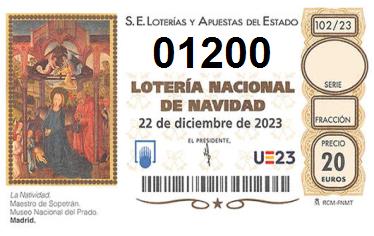 Comprar número 01200 para Lotería de Navidad 2024