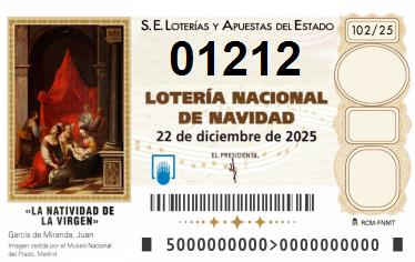 Comprar número 01212 para Lotería de Navidad 2025