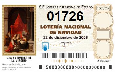 Comprar número 01726 para Lotería de Navidad 2025