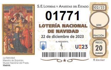 Comprar número 01771 para Lotería de Navidad 2024