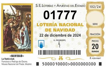 Comprar número 01777 para Lotería de Navidad 2024