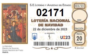 Comprar número 02171 para Lotería de Navidad 2022