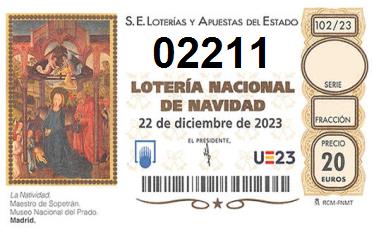 Comprar número 02211 para Lotería de Navidad 2024