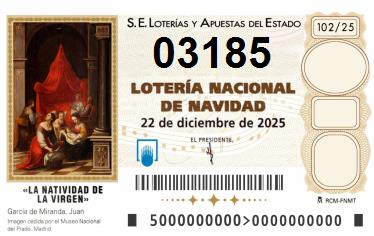 Comprar número 03185 para Lotería de Navidad 2024