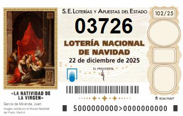 Comprar número 03726 para Lotería de Navidad 2025
