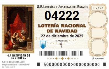 Comprar número 04222 para Lotería de Navidad 2025