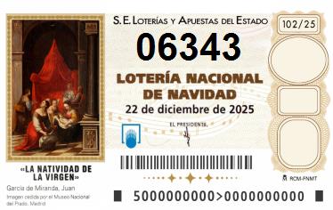 Comprar número 06343 para Lotería de Navidad 2025