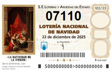 Comprar número 07110 para Lotería de Navidad 2025