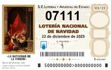 Comprar número 07111 para Lotería de Navidad 2025