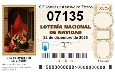 Comprar número 07135 para Lotería de Navidad 2025