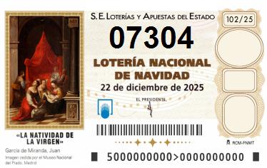 Comprar número 07304 para Lotería de Navidad 2025