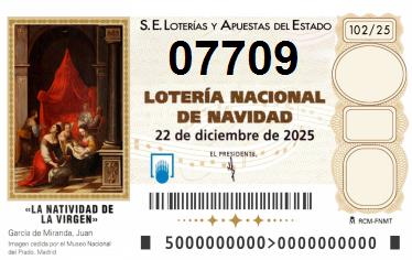Comprar número 07709 para Lotería de Navidad 2025