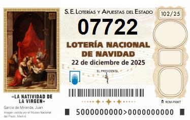 Comprar número 07722 para Lotería de Navidad 2025