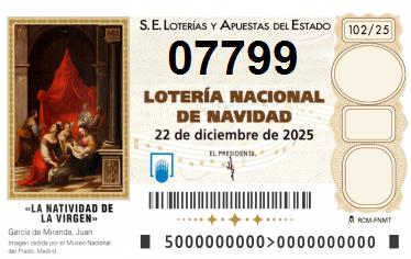 Comprar número 07799 para Lotería de Navidad 2025