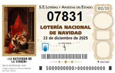Comprar número 07831 para Lotería de Navidad 2025