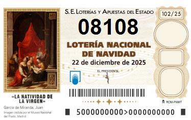 Comprar número 08108 para Lotería de Navidad 2025