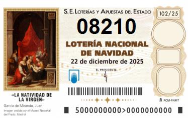 Comprar número 08210 para Lotería de Navidad 2025