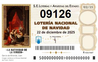 Comprar número 09126 para Lotería de Navidad 2025