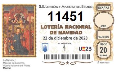 Comprar número 11451 para Lotería de Navidad 2022