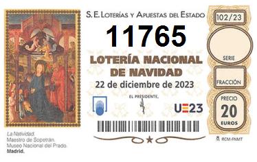 Comprar número 11765 para Lotería de Navidad 2024