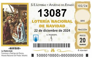 Comprar número 13087 para Lotería de Navidad 2025
