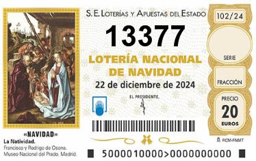 Comprar número 13377 para Lotería de Navidad 2025