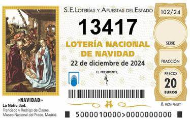 Comprar número 13417 para Lotería de Navidad 2025