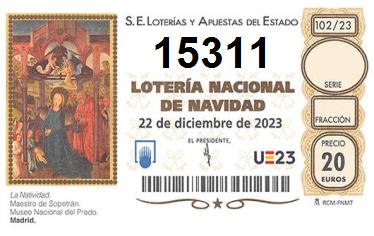 Comprar número 15311 para Lotería de Navidad 2022
