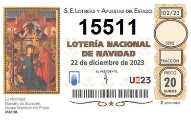Comprar número 15511 para Lotería de Navidad 2022