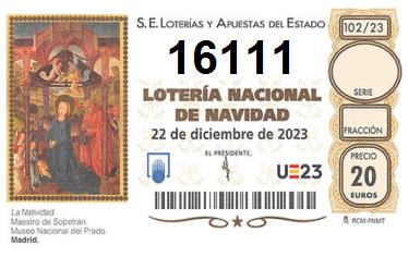 Comprar número 16111 para Lotería de Navidad 2022