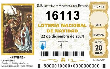 Comprar número 16113 para Lotería de Navidad 2025