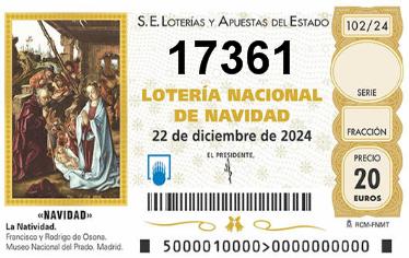 Comprar número 17361 para Lotería de Navidad 2025