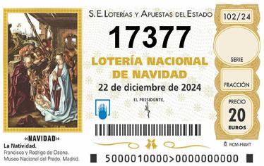 Comprar número 17377 para Lotería de Navidad 2025